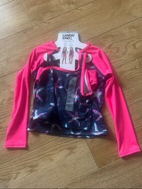 Lands’ End Girls 3 Piece Swimsuit Set 3T